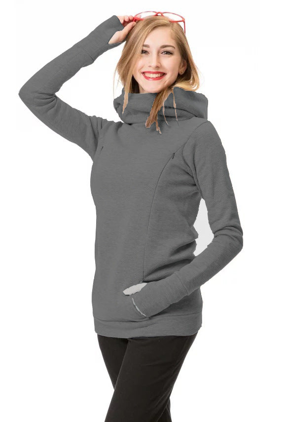 Women's hoodie with wide funnel neck, thumb holes, and kangaroo pocket Mune Fashion