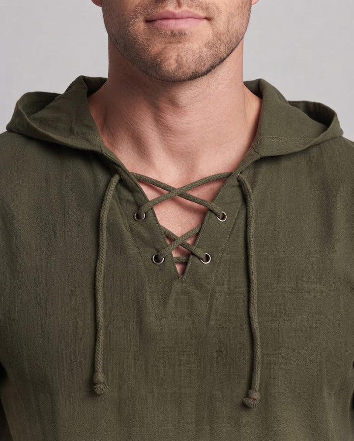 Men's casual shirt with hood and lacing Mune Fashion
