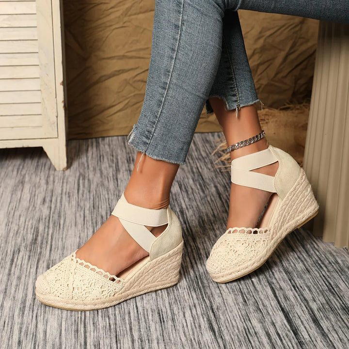 Mune Fashion | Elegant Wedge Sandals with Crochet Top