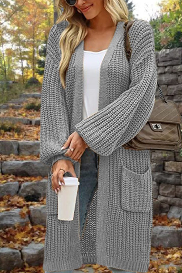 Mune | Length Loose Oversized Double Pocket Cardigan Sweater Jacket