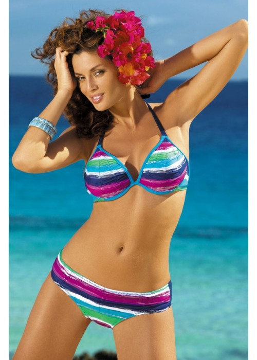 Women's Striped Bikini Set with Push-Up Top Mune Fashion