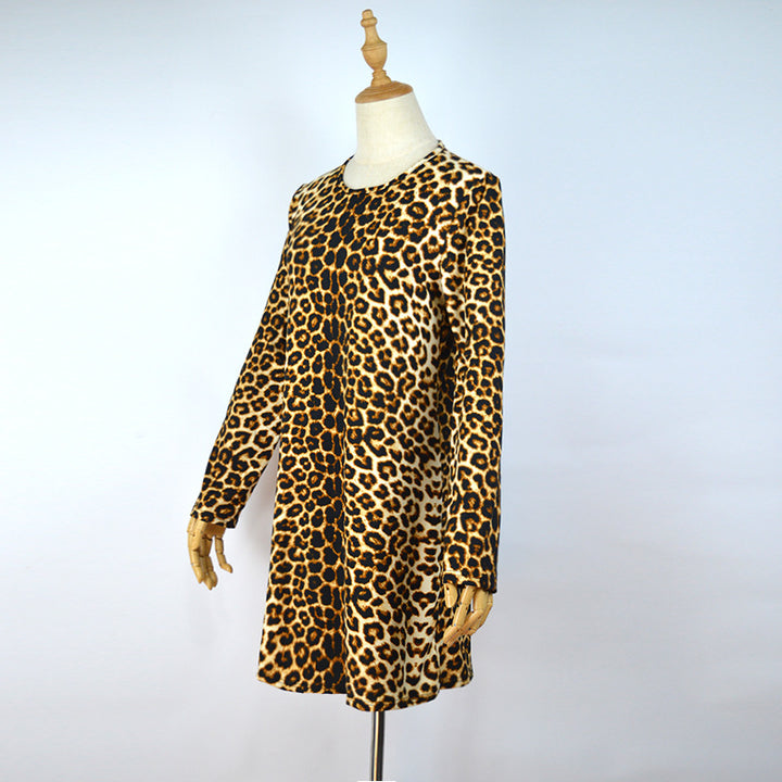 Women Loose Swing Dress with Round Neck, A-Line & Long Sleeves Mune Fashion
