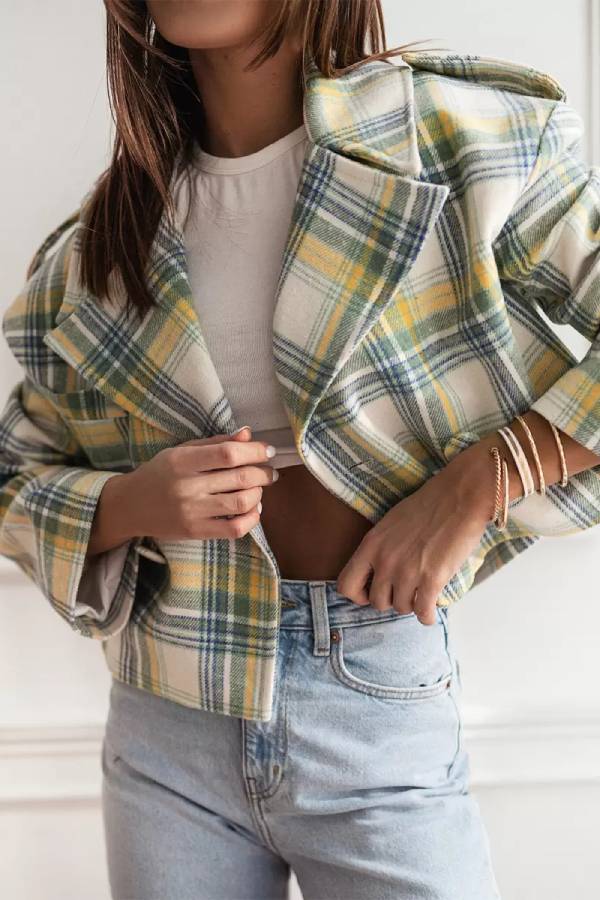 Mune | Autumn/Winter Reversible Collar Checkered Pattern Jacket