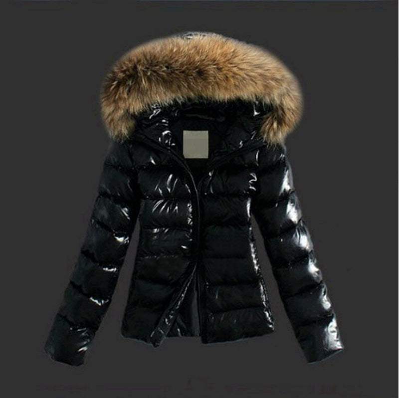 Mune Fashion | Jacket with Fur Collar - stylish black women's winter jacket