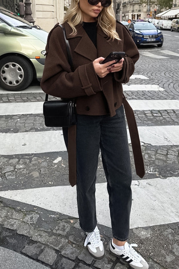 Mune | Revers Temperament Double-Breasted Hair Wool Jacket