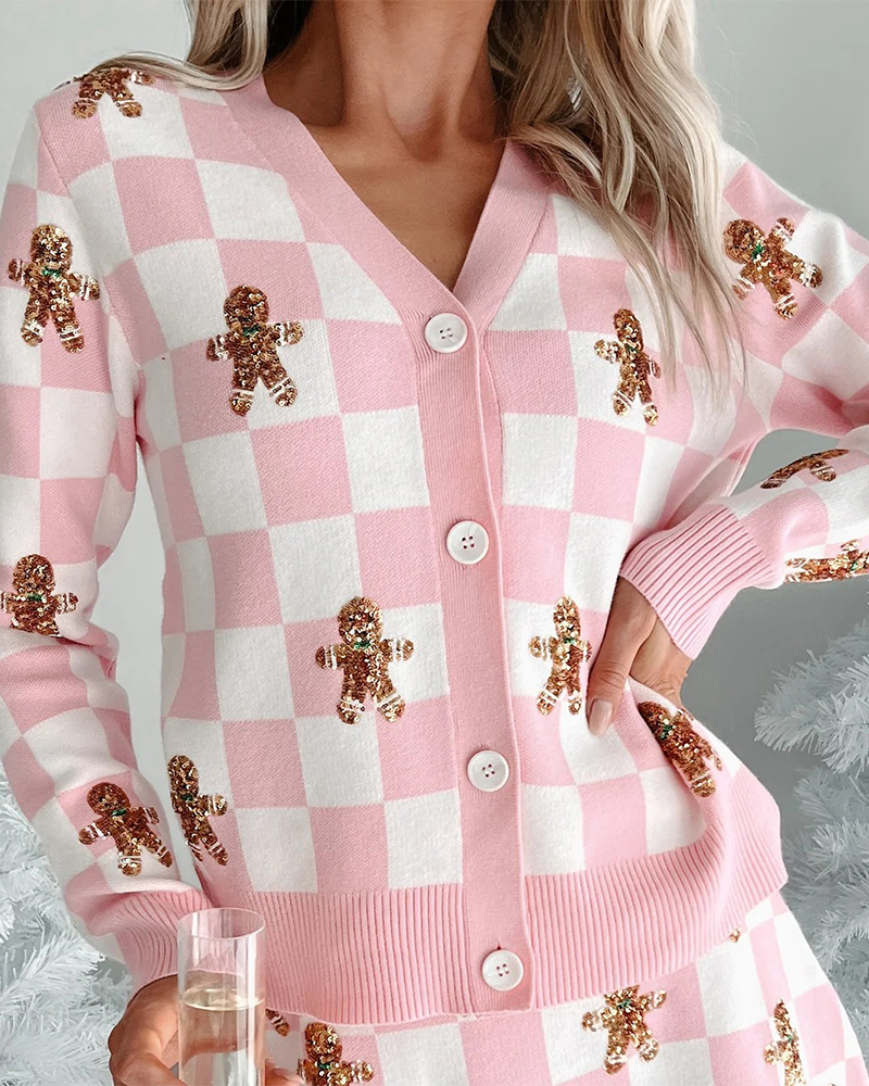 Mune | Christmas Polka Dot Pattern Knit Sweater Short Skirt Suit