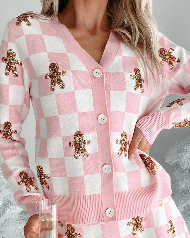Mune | Christmas Polka Dot Pattern Knit Sweater Short Skirt Suit