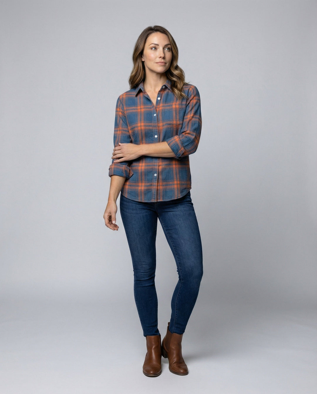 Women's Checked Pattern Shirt Blouse