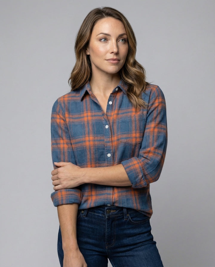 Women's Checked Pattern Shirt Blouse