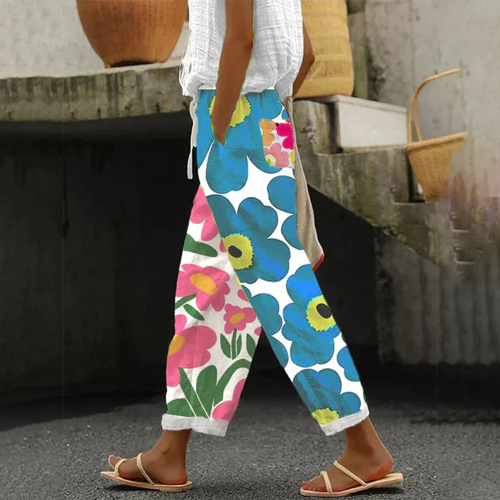 Mune Fashion | Green Pants with Fresh Floral Print