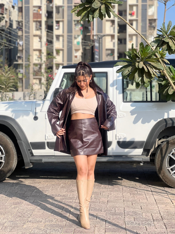 Mune | Long Coat & Short Skirt Cord Set