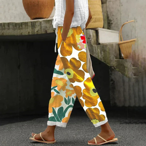 Mune Fashion | Green Pants with Fresh Floral Print