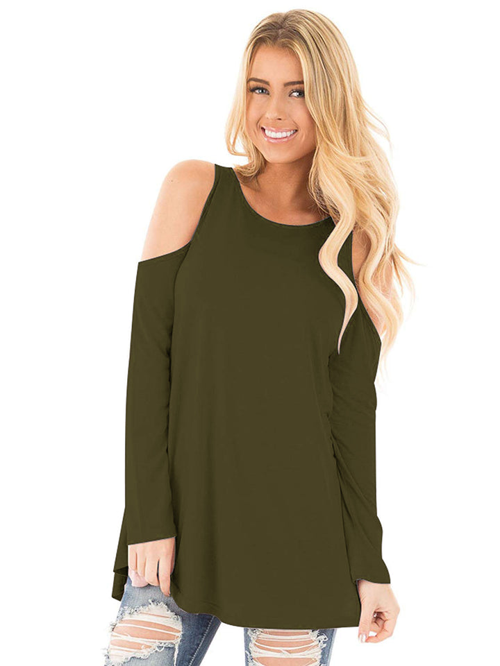 Women's Long Sleeve Tunic with Cut-Out Shoulders and Wide Fit Mune Fashion