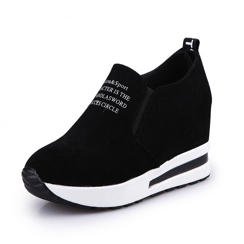 Women's wedge sneakers with velvet look and elastic inserts Mune Fashion