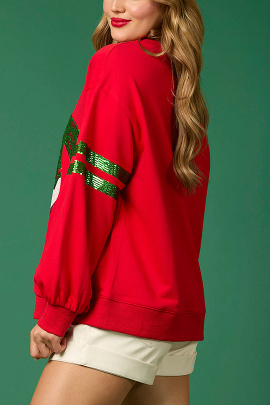 Mune | Christmas Sequin Crew Neck Casual Sweatshirt