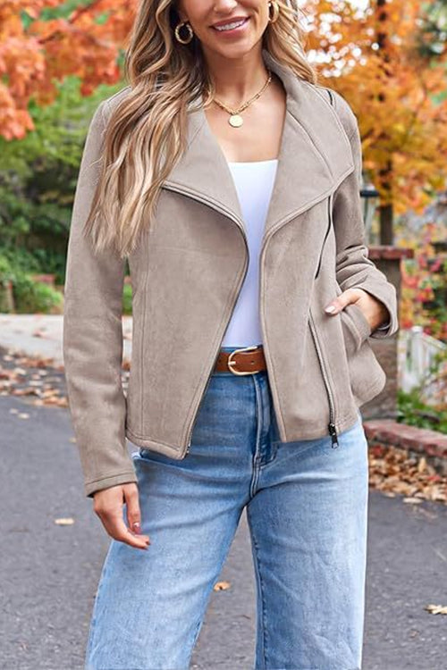 Mune | Up Pocketed Faux Suede Motorcycle Jacket (In 7 Colors)