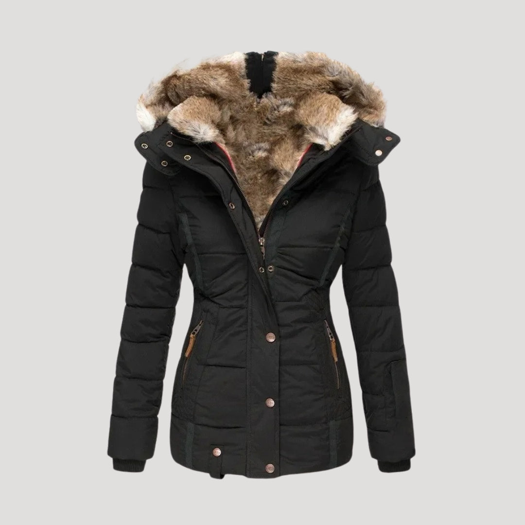 Mune | Women's Padded Winter Coat with Faux Fur Collar Jacket
