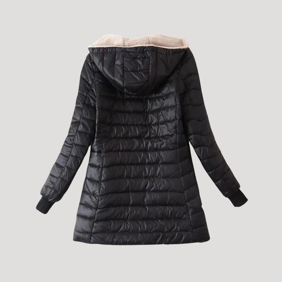Mune | Ladies long puffer jacket winter coat with hood