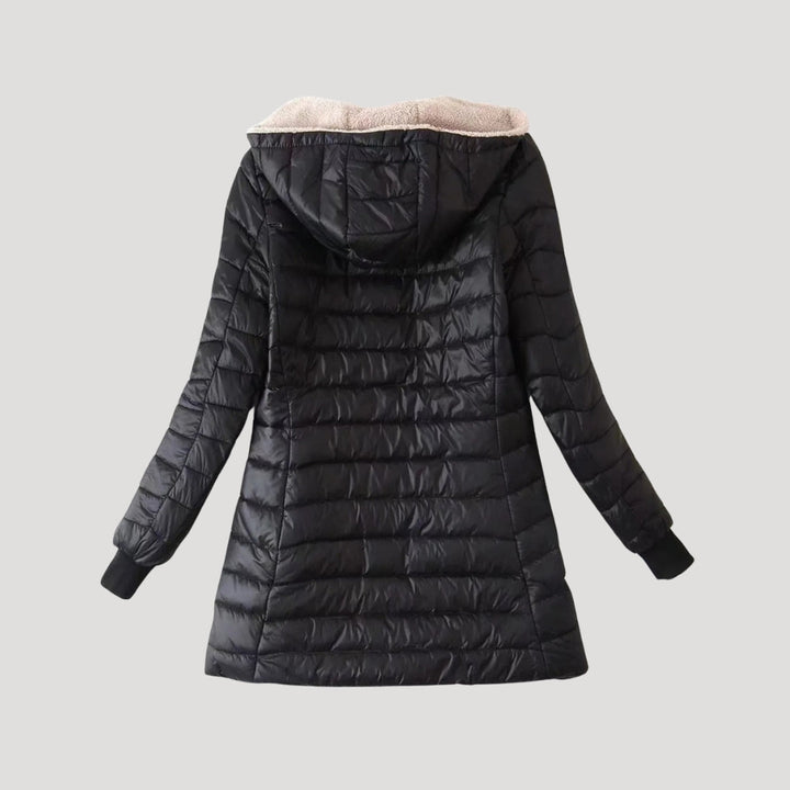 Mune | Ladies long puffer jacket winter coat with hood