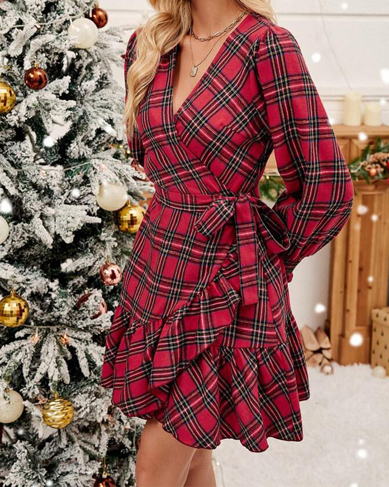 Mune | Christmas V Neck Swing Dress