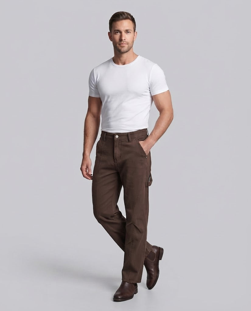 Men's carpenter pants made of sturdy cotton twill with a wide leg Mune Fashion