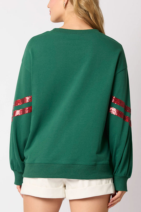 Mune | Christmas Sequin Crew Neck Casual Sweatshirt
