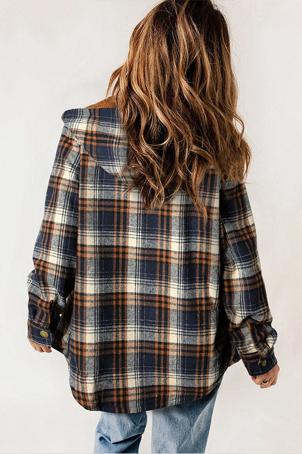 Mune | Button Sherpa Lined Hooded Flannel Jacket