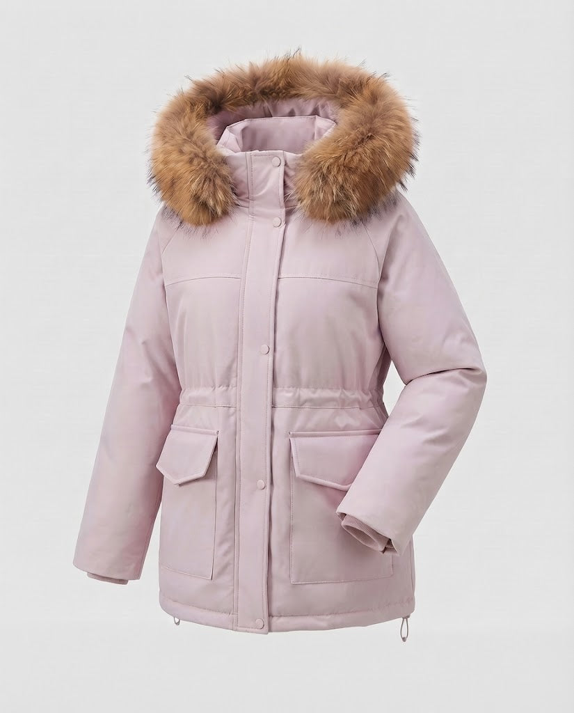 Women's Padded Thermal Parka with Oversized Faux Fur Hood and Utility Pockets Mune Fashion