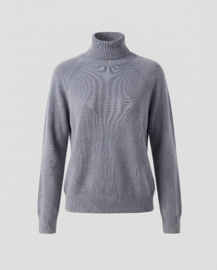 Women's fine knit turtleneck sweater made of cashmere blend with raglan sleeves and fine ribbed hem Mune Fashion
