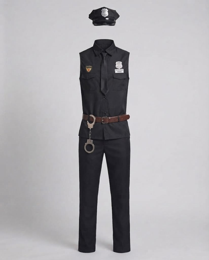 Men's Police Costume with Sleeveless Top and Accessories Mune Fashion
