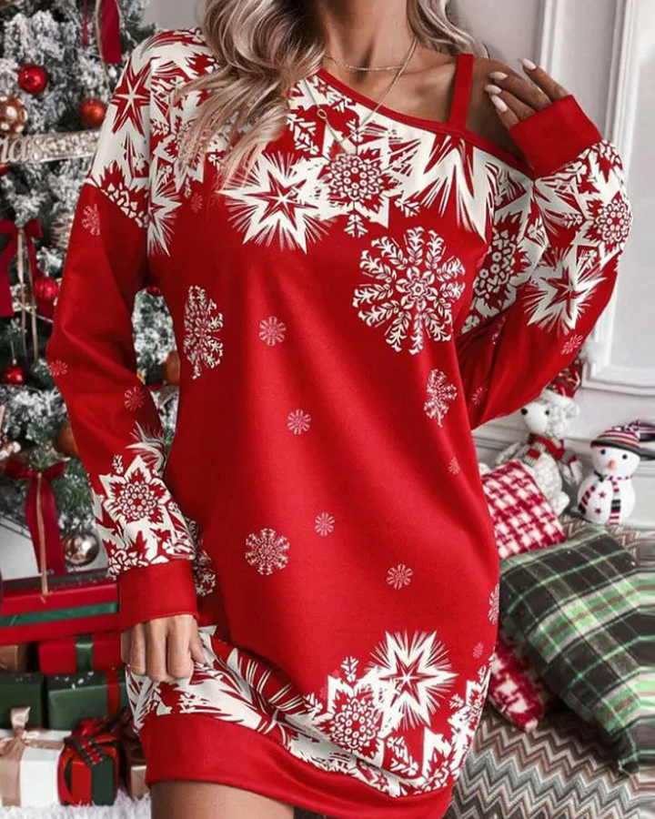 Mune | Asymmetrical Shoulder Christmas Dress