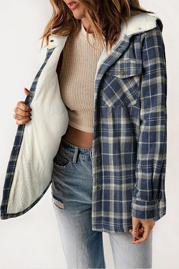 Mune | Button Sherpa Lined Hooded Flannel Jacket