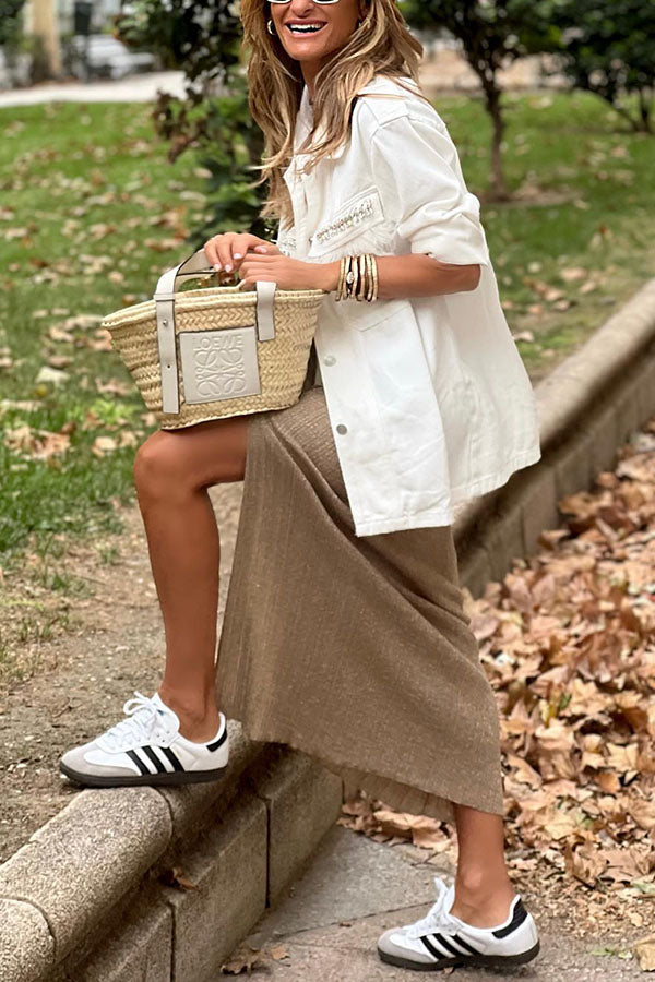 Mune | White Solid Color Tassel Loose Jacket