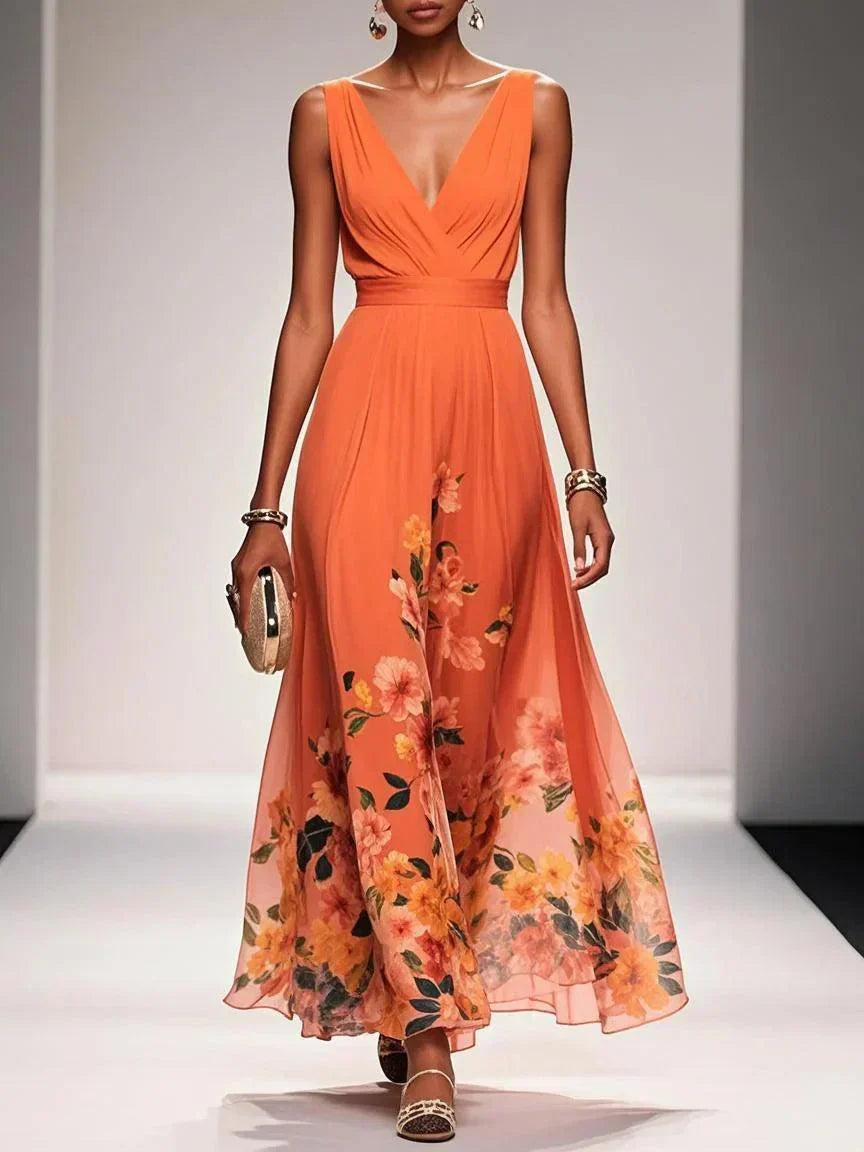 Women Floral Print Wedding Guest Dress