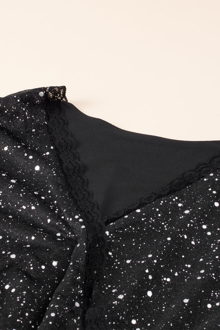 Mune | Elegant Black Glittering Dress With Mesh