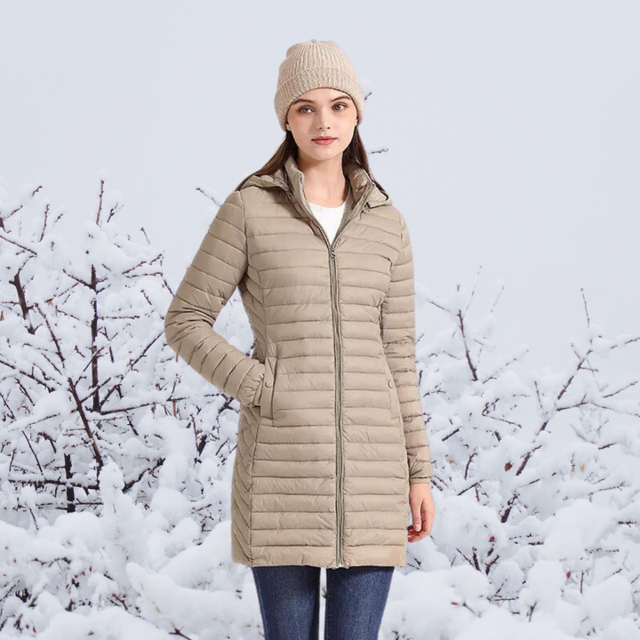 Mune | Women's Long Warm Padded Winter Jacket with Hood