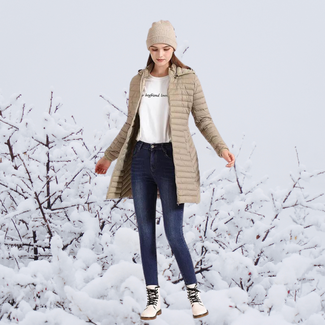 Mune | Women's Long Warm Padded Winter Jacket with Hood