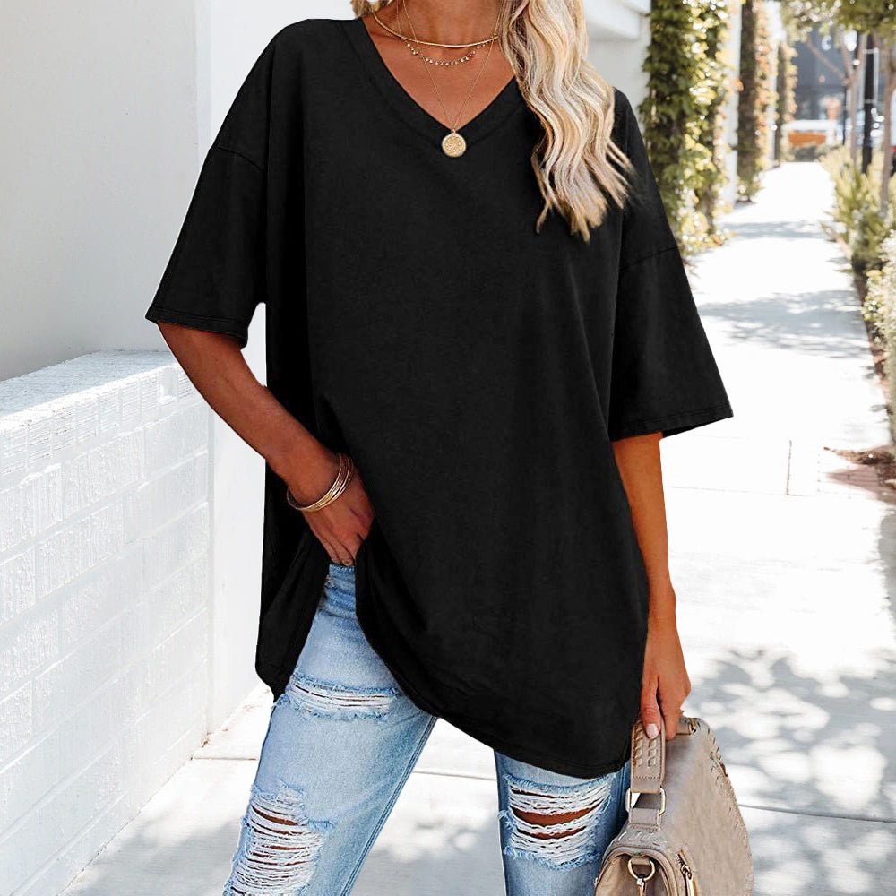 Mune Fashion | Solid New Women's Cotton T-Shirt with V-Neck