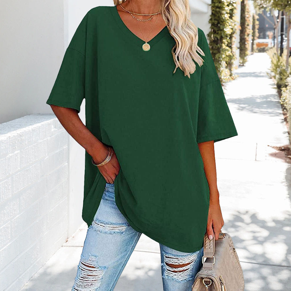 Mune Fashion | Solid New Women's Cotton T-Shirt with V-Neck
