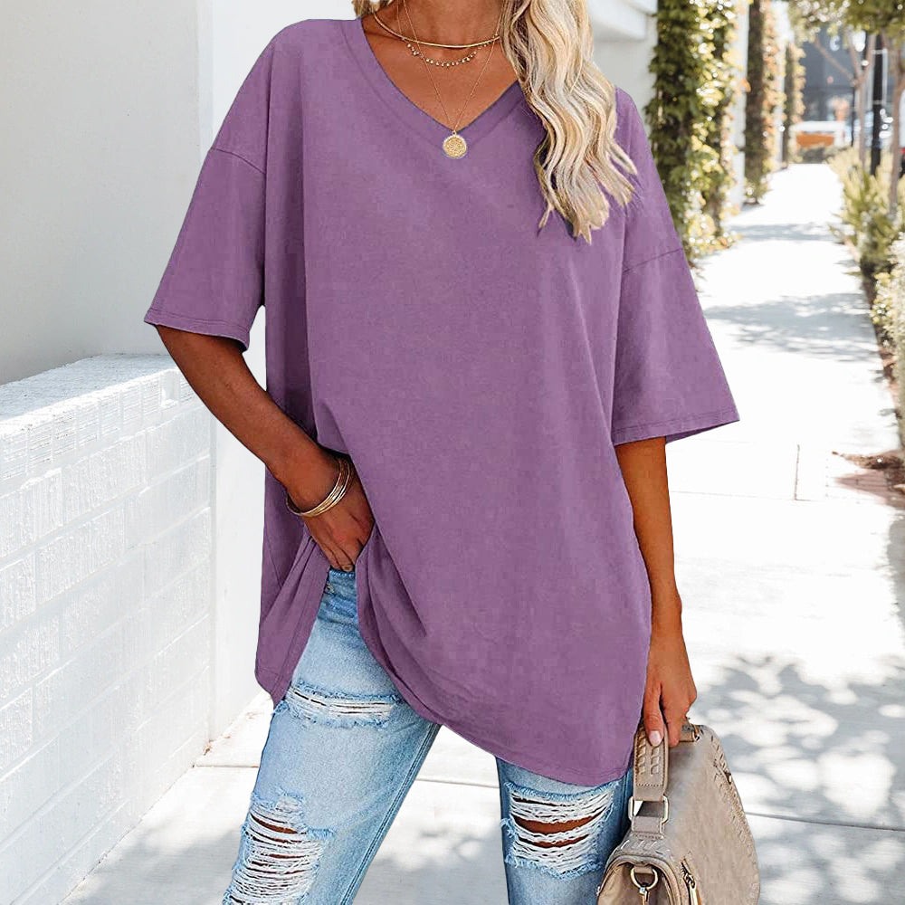 Mune Fashion | Solid New Women's Cotton T-Shirt with V-Neck