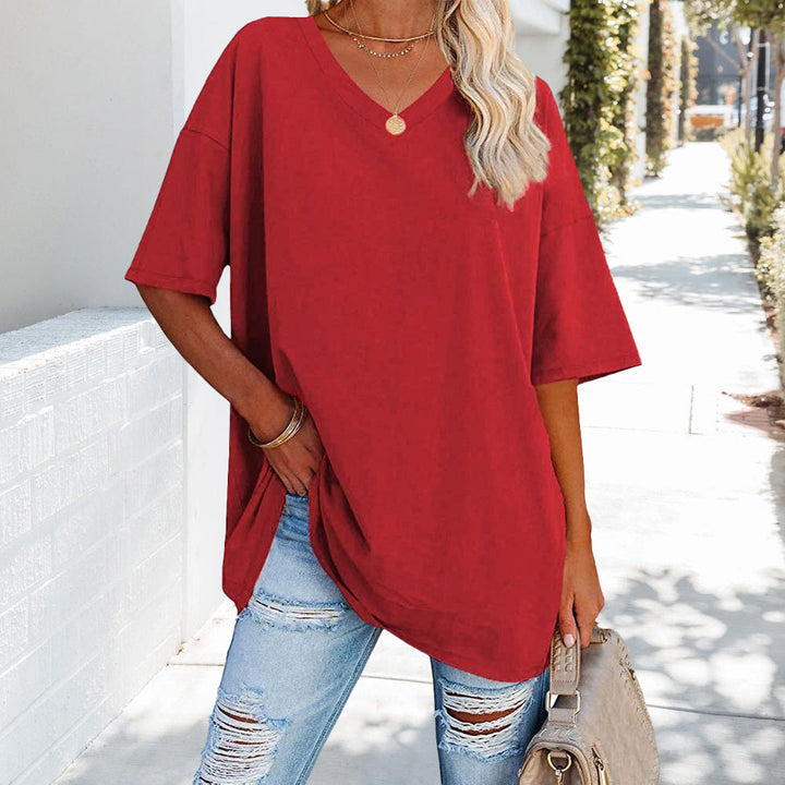 Mune Fashion | Solid New Women's Cotton T-Shirt with V-Neck