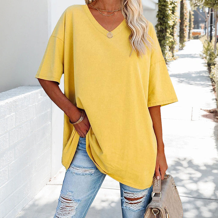 Mune Fashion | Solid New Women's Cotton T-Shirt with V-Neck
