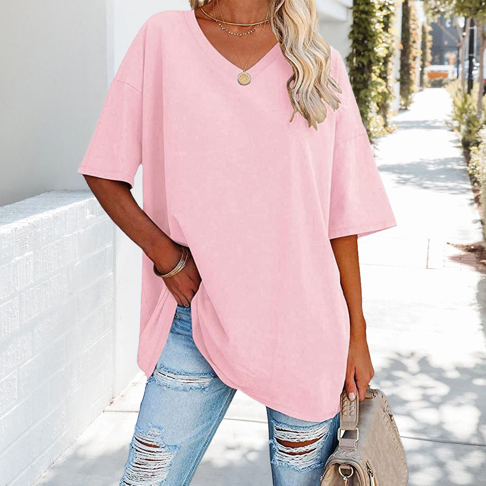 Mune Fashion | Solid New Women's Cotton T-Shirt with V-Neck