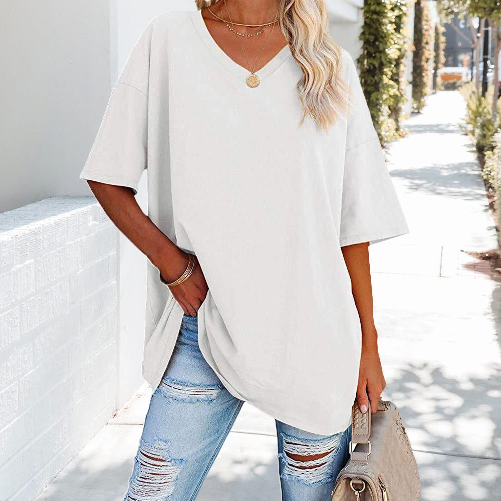 Mune Fashion | Solid New Women's Cotton T-Shirt with V-Neck