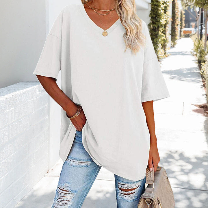 Mune Fashion | Solid New Women's Cotton T-Shirt with V-Neck