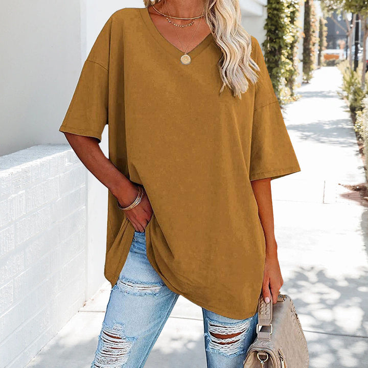 Mune Fashion | Solid New Women's Cotton T-Shirt with V-Neck