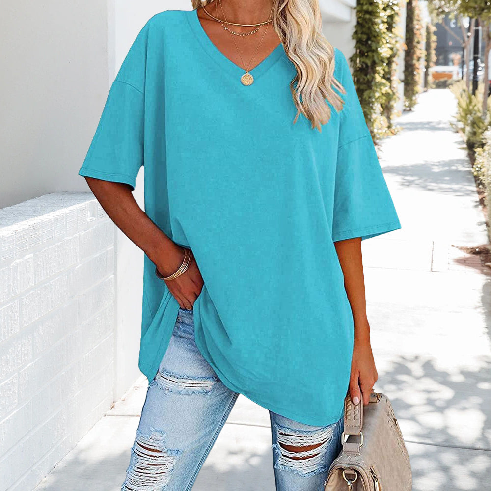 Mune Fashion | Solid New Women's Cotton T-Shirt with V-Neck