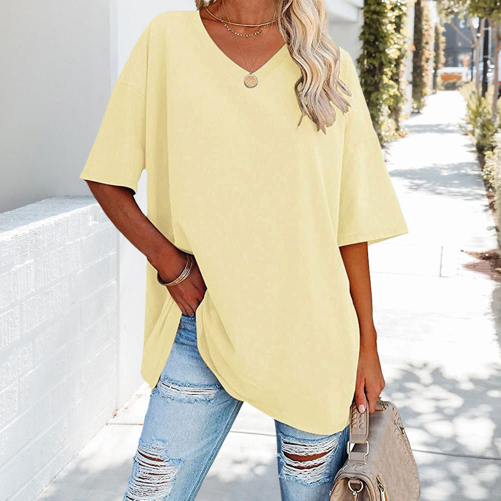 Mune Fashion | Solid New Women's Cotton T-Shirt with V-Neck