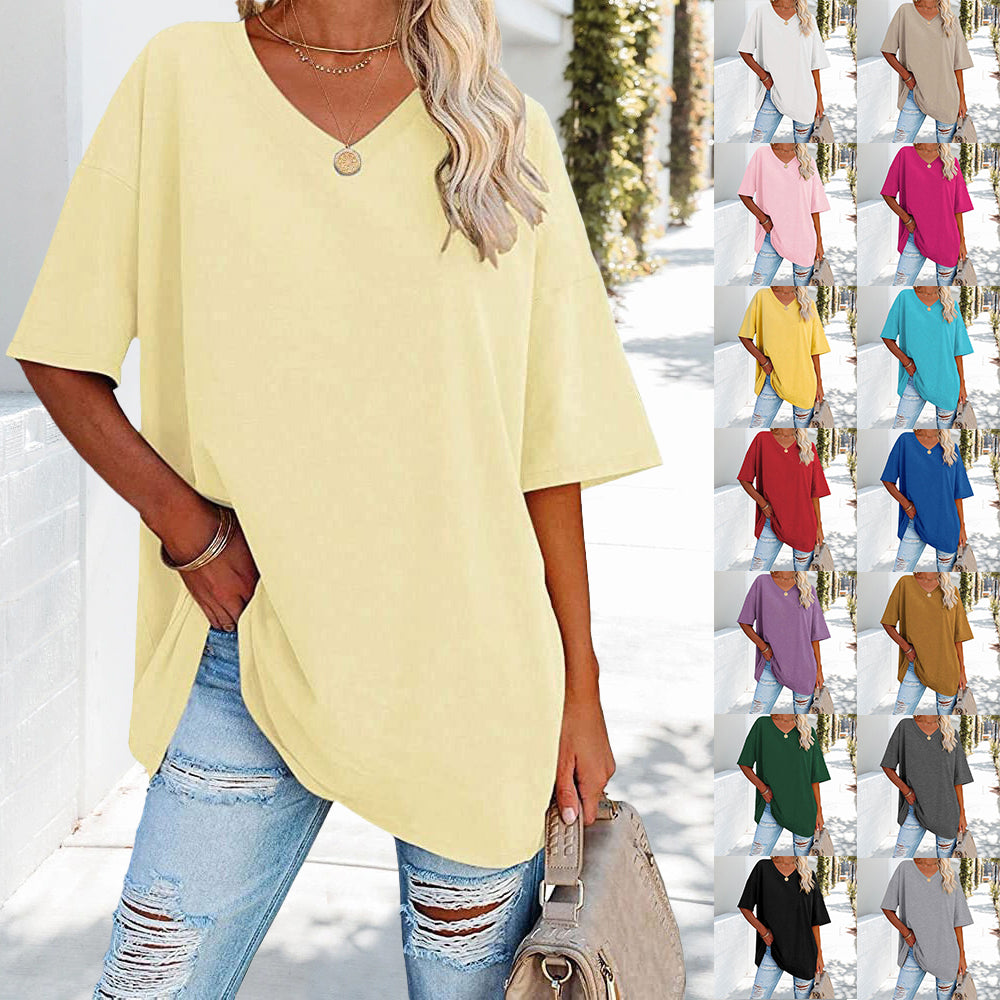 Mune Fashion | Solid New Women's Cotton T-Shirt with V-Neck