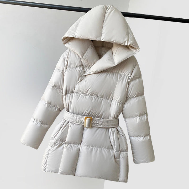 Mune | Women's Padded Puffer Jacket with Hood and Waist Belt